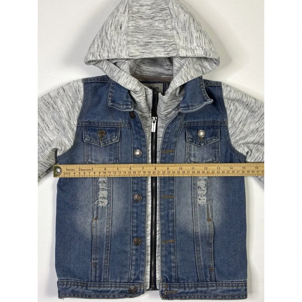 MaCam Hooded Denim Jacket Kids Boys 120 Zipper Button Casual